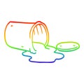 A creative rainbow gradient line drawing cartoon spilt paint