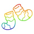 A creative rainbow gradient line drawing cartoon striped socks Royalty Free Stock Photo