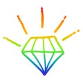 A creative rainbow gradient line drawing cartoon tattoo diamond