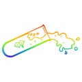 A creative rainbow gradient line drawing cartoon test tube spilling