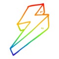 A creative rainbow gradient line drawing cartoon thunder bolts