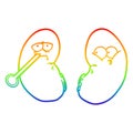 A creative rainbow gradient line drawing cartoon unhealthy kidney