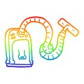 A creative rainbow gradient line drawing cartoon vacuum cleaner