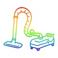 A creative rainbow gradient line drawing cartoon vacuum hoover