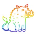 A creative rainbow gradient line drawing cartoon warthog