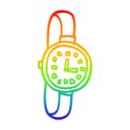 A creative rainbow gradient line drawing cartoon watch
