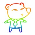 A creative rainbow gradient line drawing cartoon whistling bear boss