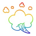A creative rainbow gradient line drawing cartoon whooshing cloud Royalty Free Stock Photo