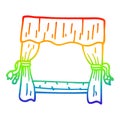 A creative rainbow gradient line drawing cartoon window with curtains