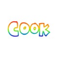 A creative rainbow gradient line drawing cartoon word cook