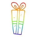 A creative rainbow gradient line drawing cartoon wrapped gift Royalty Free Stock Photo