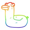 A creative rainbow gradient line drawing cartoon yellow ring duck Royalty Free Stock Photo