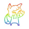 A creative rainbow gradient line drawing clever cartoon fox