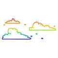 A creative rainbow gradient line drawing clouds drifting by