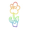 A creative rainbow gradient line drawing cool cartoon flower