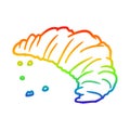 A creative rainbow gradient line drawing croissant