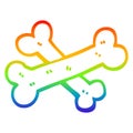 A creative rainbow gradient line drawing crossed bones cartoon