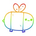 A creative rainbow gradient line drawing cute cartoon bee Royalty Free Stock Photo
