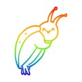 A creative rainbow gradient line drawing cute cartoon beetle Royalty Free Stock Photo