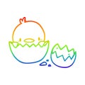 A creative rainbow gradient line drawing cute cartoon chick hatching from egg Royalty Free Stock Photo