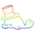 A creative rainbow gradient line drawing cute cartoon dolphin Royalty Free Stock Photo