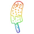 A creative rainbow gradient line drawing cute cartoon happy ice lolly