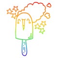 A creative rainbow gradient line drawing cute cartoon ice lolly