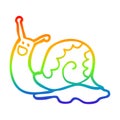 A creative rainbow gradient line drawing cute cartoon snail Royalty Free Stock Photo