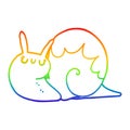 A creative rainbow gradient line drawing cute cartoon snail Royalty Free Stock Photo