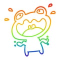 A creative rainbow gradient line drawing cute frog frightened Royalty Free Stock Photo