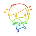 A creative rainbow gradient line drawing cute shocked man