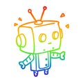 A creative rainbow gradient line drawing cute surprised robot