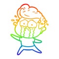 A creative rainbow gradient line drawing dancing crying man