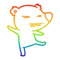 A creative rainbow gradient line drawing dancing polar bear cartoon Royalty Free Stock Photo