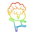 A creative rainbow gradient line drawing dann cartoon man