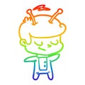 A creative rainbow gradient line drawing friendly cartoon spaceman