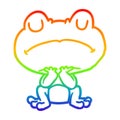 A creative rainbow gradient line drawing frog waiting patiently