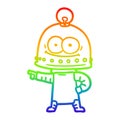 A creative rainbow gradient line drawing happy carton robot with light bulb Royalty Free Stock Photo