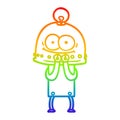 A creative rainbow gradient line drawing happy carton robot with light bulb Royalty Free Stock Photo