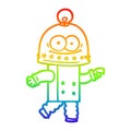 A creative rainbow gradient line drawing happy carton robot with light bulb Royalty Free Stock Photo