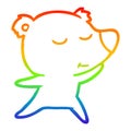 A creative rainbow gradient line drawing happy cartoon polar bear dancing Royalty Free Stock Photo