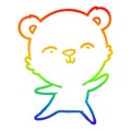 A creative rainbow gradient line drawing happy cartoon polar bear dancing Royalty Free Stock Photo