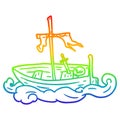 A creative rainbow gradient line drawing old shipwrecked boat Royalty Free Stock Photo