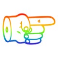 A creative rainbow gradient line drawing pointing hand symbol