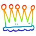 A creative rainbow gradient line drawing simple cartoon crown