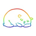 A creative rainbow gradient line drawing sleepy polar bear Royalty Free Stock Photo