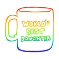 A creative rainbow gradient line drawing worlds best daughter mug