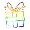 A creative rainbow gradient line drawing wrapped gift Royalty Free Stock Photo