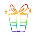 A creative rainbow gradient line drawing wrapped gift Royalty Free Stock Photo