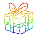 A creative rainbow gradient line drawing wrapped gift Royalty Free Stock Photo